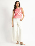 Cotton Polka Sleeveless Top - Peach