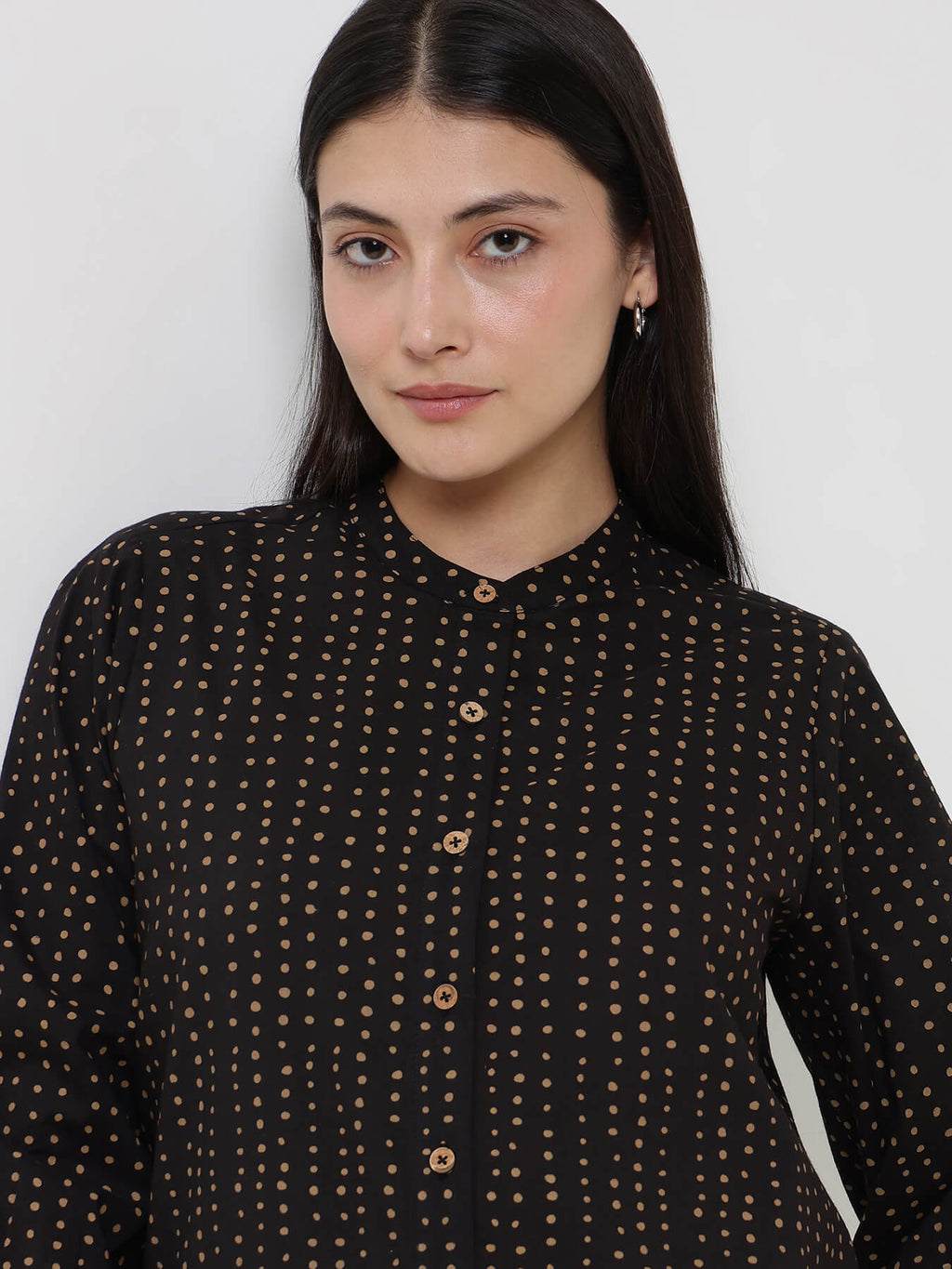 Cotton Polka Top - Black