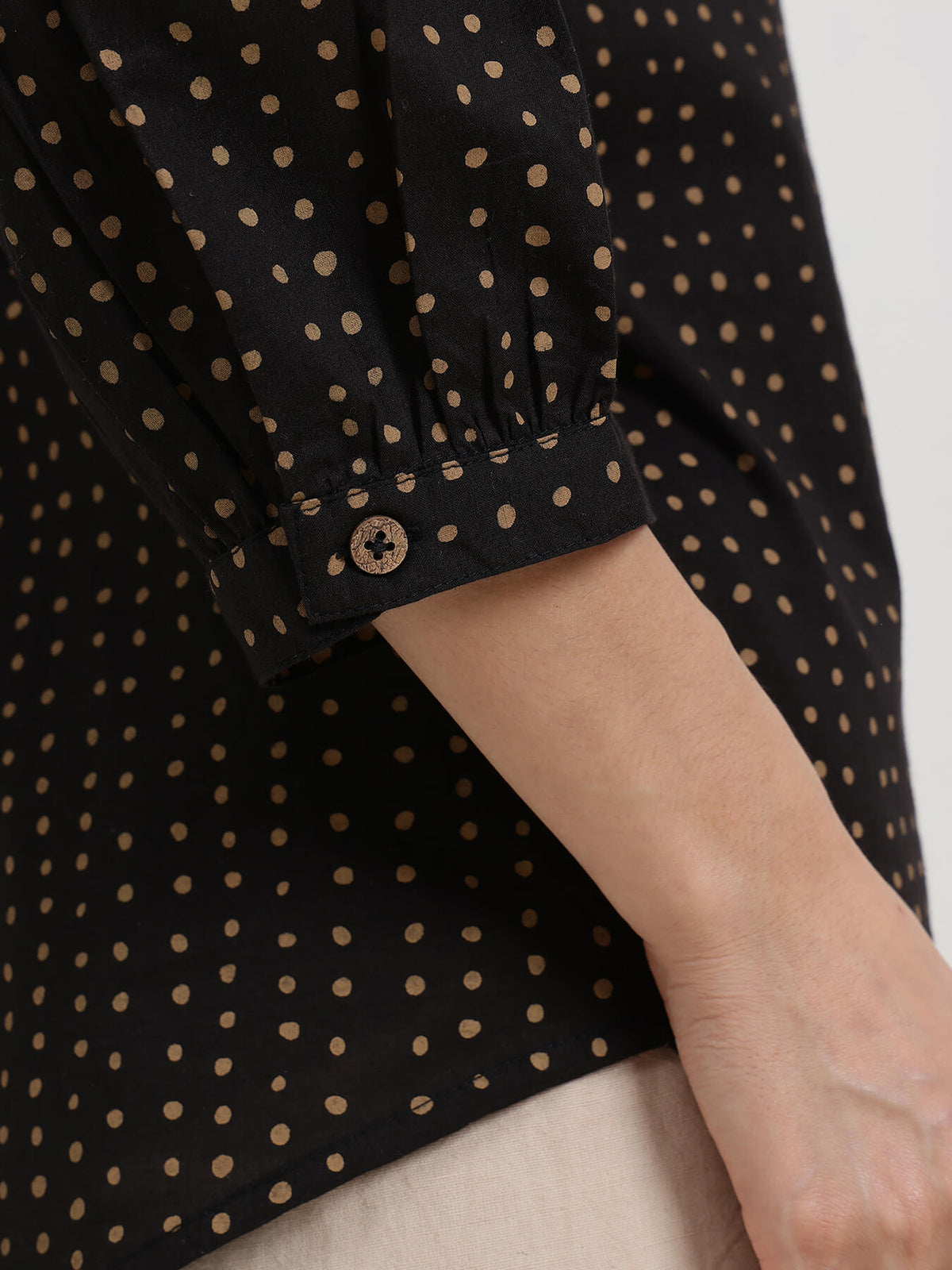 Cotton Polka Top - Black