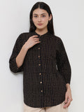 Cotton Polka Top - Black