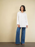 Linen Blend Solid Shirt - White