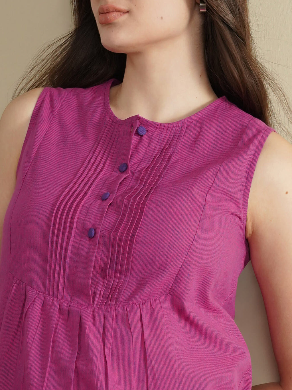Cotton Solid Regular Top - Pink