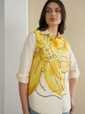 Cotton Placement Floral Shirt - Off White