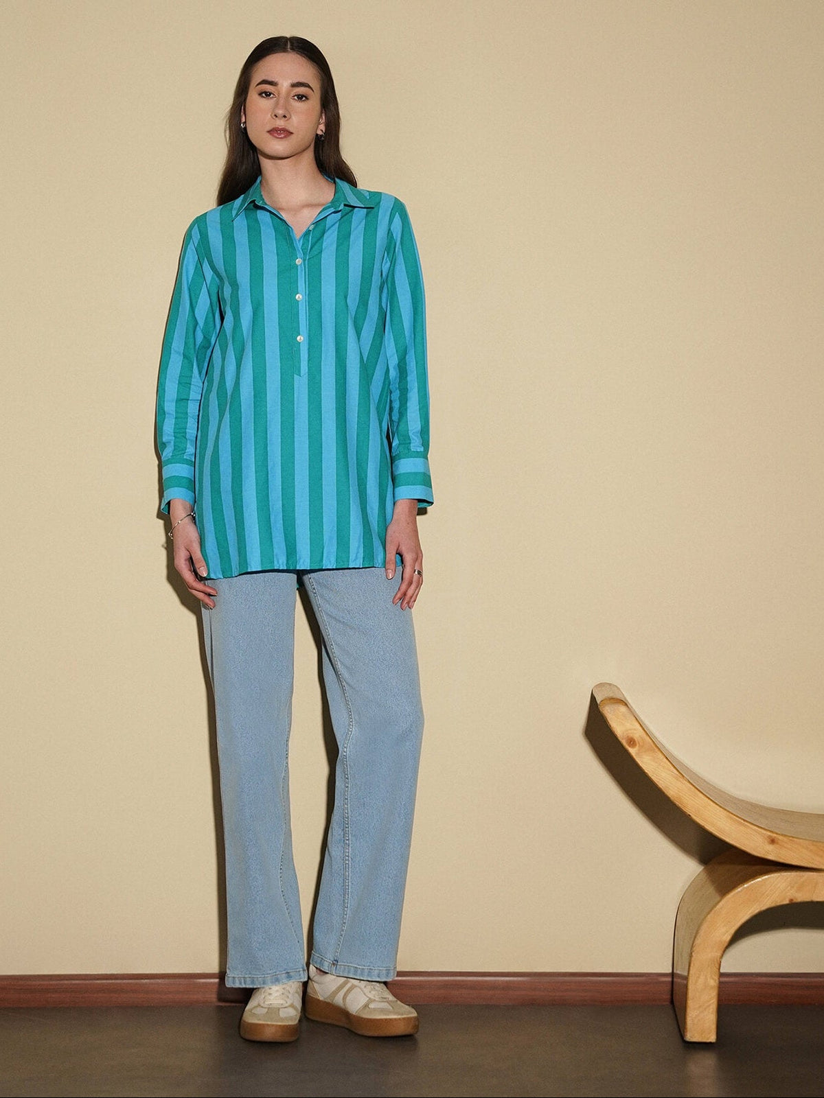 Cotton Striped Shirt - Blue