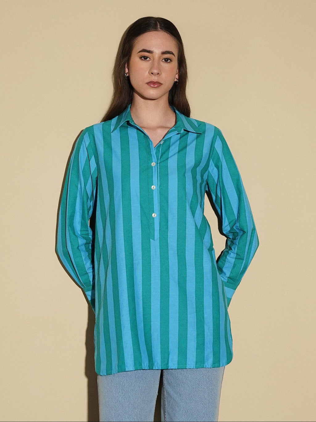 Cotton Striped Shirt - Blue