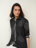 Cotton Geometric Shirt - Black